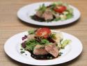 Lazac steak balzsamecet redukción, salátával