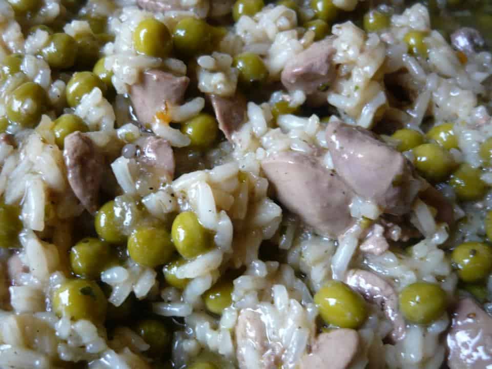 Csirkemájas rizottó.