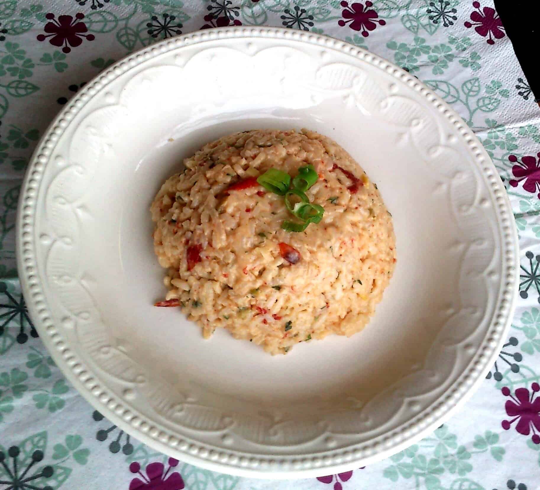 Rizottó újhagymával, aszalt paradicsommal