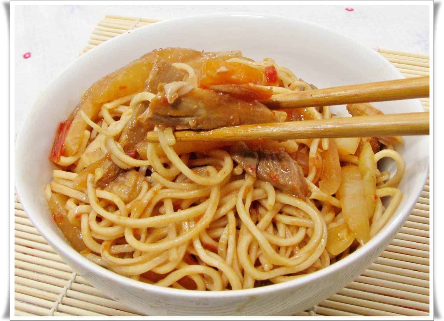 Édes-savanyú hús, sok zöldséggel