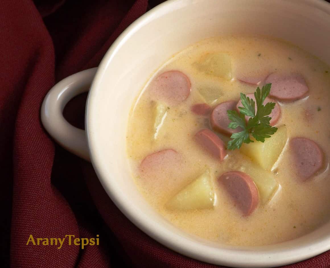 Tejtölös krumplileves virslivel