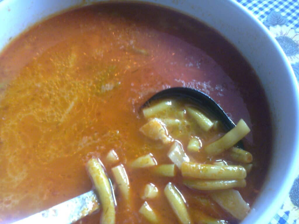 Zöldbab leves.