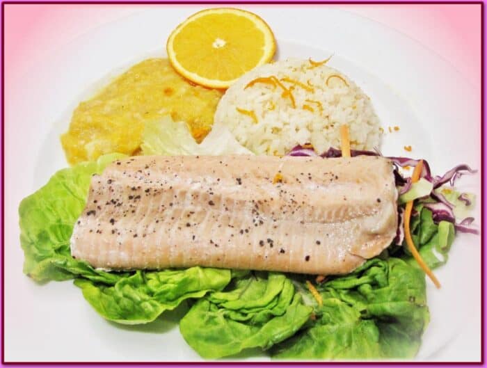 Lazac steak  csípős mustáros narancsmártással,