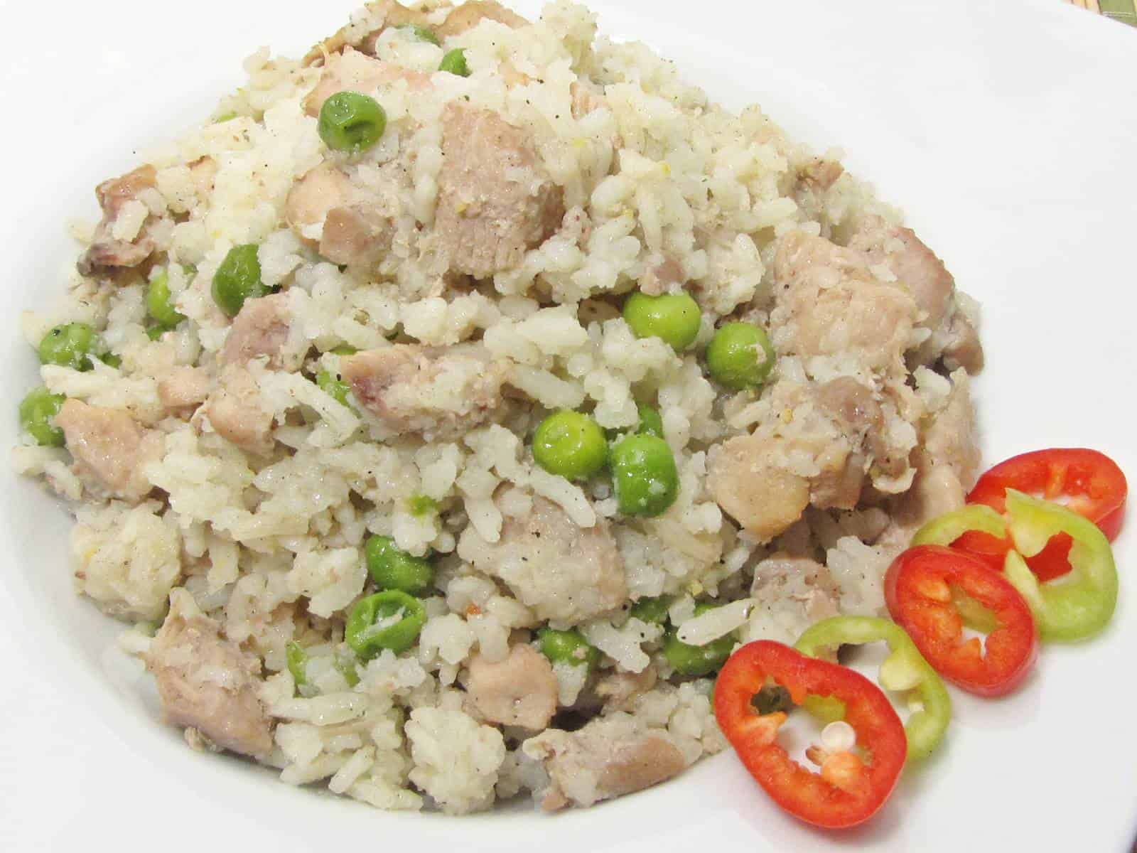 Zöldborsós pulyka rizses hús.