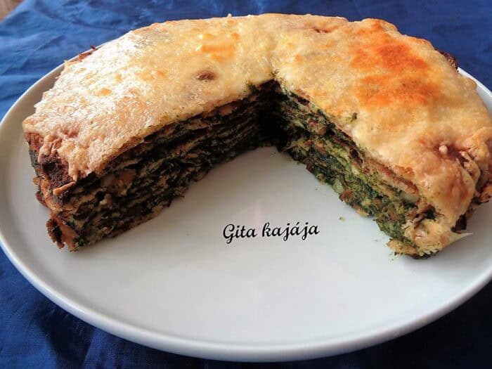 spenótos palacsinta torta