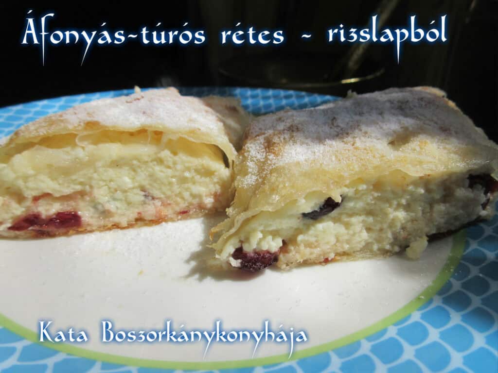 Áfonyás-túrós rétes rizslapból (Gluténmentes)