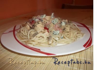 Csirkés, gombás spagetti gorgonzolával