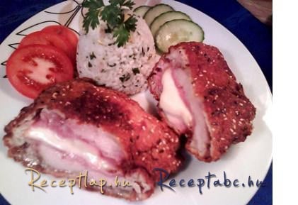 Sajttal,sonkával töltött csirkecomb