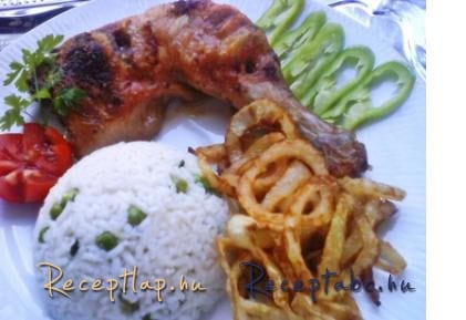 Mézes,mustáros,chilis csirkecomb sült hagymával