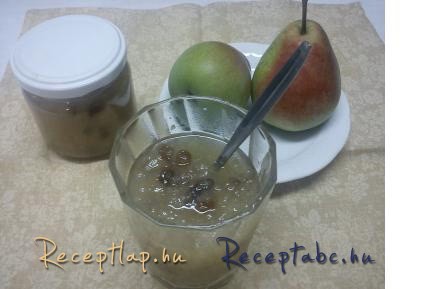 Körte lekvár mazsolával és vaníliás cukorral