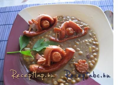 Lencsefőzelék virslicsigákkal:)