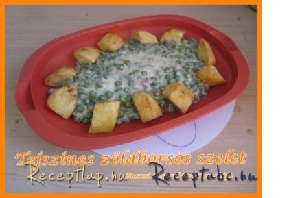Tejszínes zöldborsós szelet