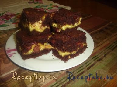 Meggyes-túrós brownie